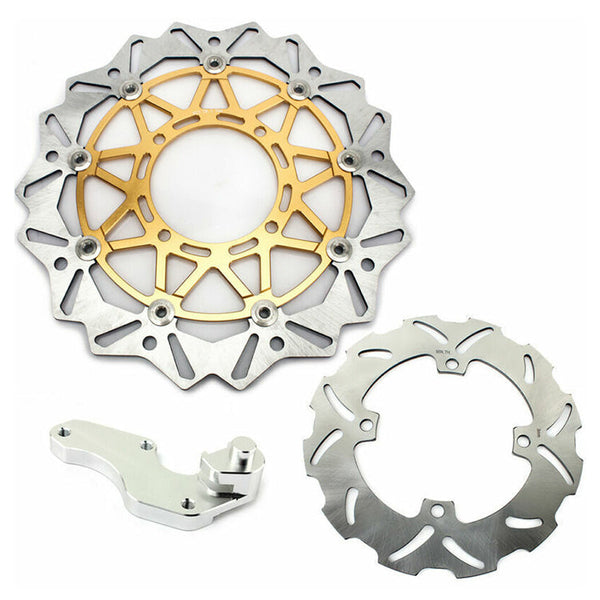 For Kawasaki KLX250R 93-96 / KLX300R 97-07 / KLX650 97-03 / KX500 94-04 / Suzuki RMZ250 04-06 Front Rear Brake Disc Rotors & Bracket