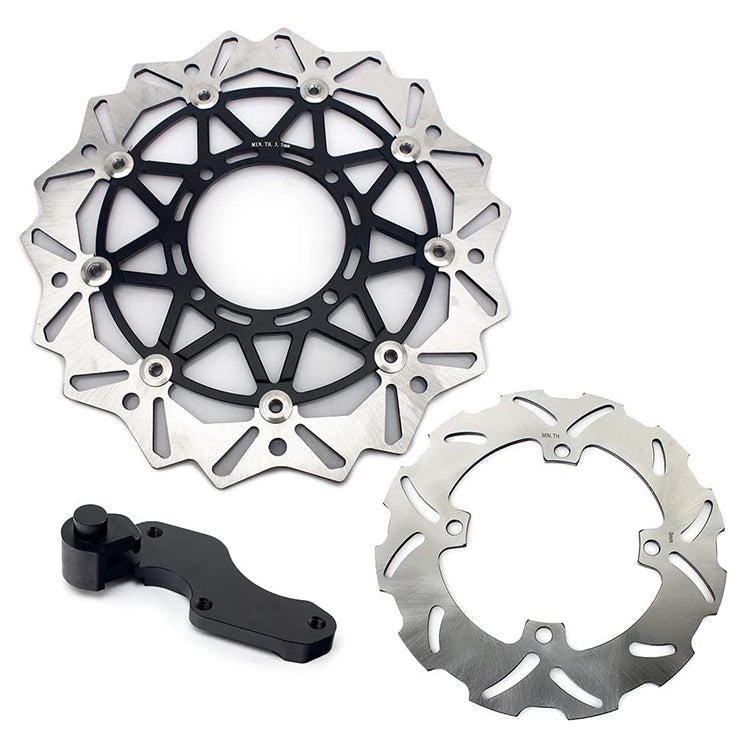 For Kawasaki KLX250R 93-96 / KLX300R 97-07 / KLX650 97-03 / KX500 94-04 / Suzuki RMZ250 04-06 Front Rear Brake Disc Rotors & Bracket