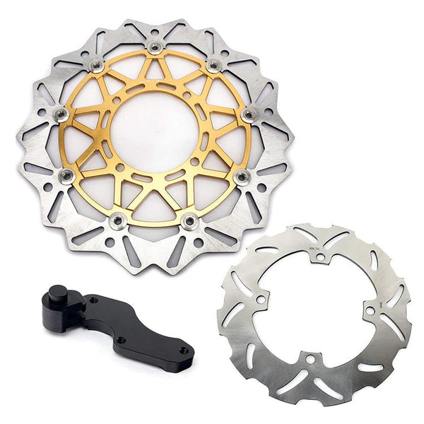 For Kawasaki KLX250R 93-96 / KLX300R 97-07 / KLX650 97-03 / KX500 94-04 / Suzuki RMZ250 04-06 Front Rear Brake Disc Rotors & Bracket