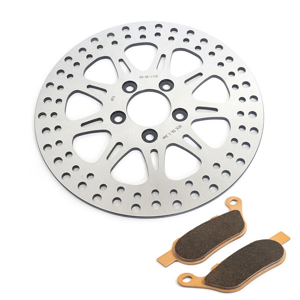 For Harley Davidson Dyna Street Bob / Super Glide Custom / Fat Bob / Low Rider / Wide Glide 2008-2009 11.5" Rear Brake Disc Rotor / Pads