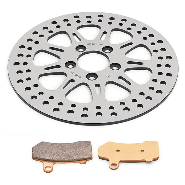 For Harley Davidson Touring Road King CVO / Street Glide CVO / Road Glide CVO 2011-and up 11.8" Rear Brake Disc Rotor / Pads