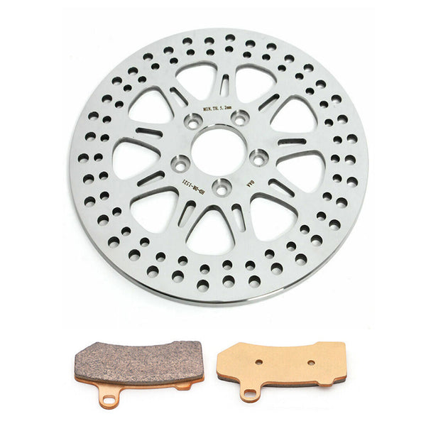 For Harley Davidson Touring Road King CVO / Street Glide CVO / Road Glide CVO 2011-and up 11.8" Rear Brake Disc Rotor / Pads