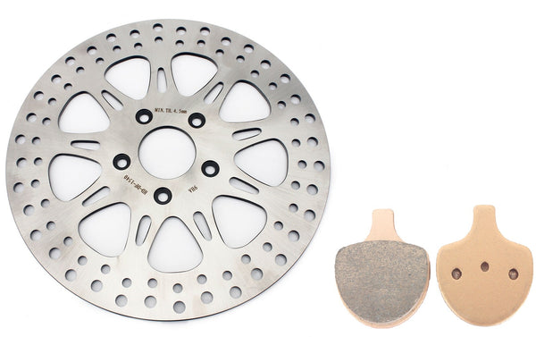 Front Brake Disc Rotor With Pads For Harley Davidson FXR 1340 Super Glide Reduced Effect 1988-1989