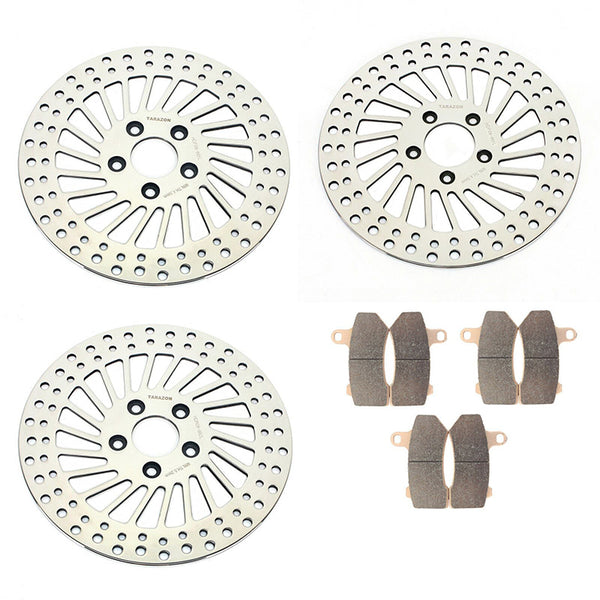 Front Rear Brake Disc Rotors With Pads For Harley Davidson Touring FLHTC Electra Glide Classic 2008-2012 / FLHTCU Electra Glide Ultra Classic 2009-2013 / FLHX Street Glide 2008-2013