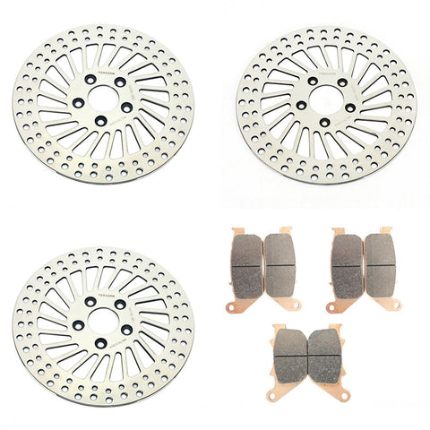 Front Rear Brake Disc Rotors With Pads For Harley Davidson Sportster XL1200R Roadster 2004-2008