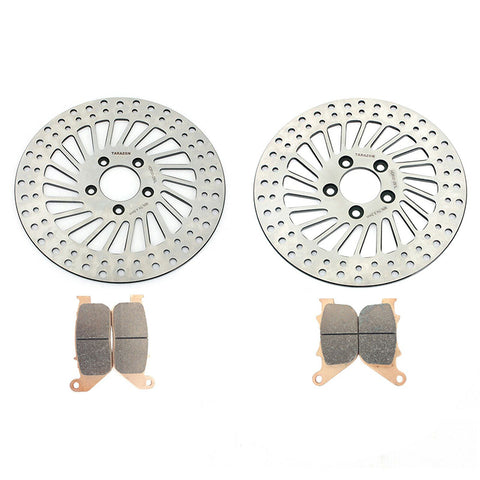 Front Rear Brake Disc Rotors With Pads For Harley Davidson Sportster XL883 2004-2008