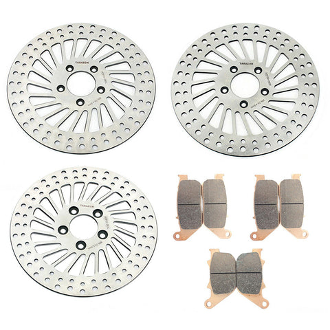 Front Rear Brake Disc Rotors With Pads For Harley Davidson Sportster XL883 2005-2010