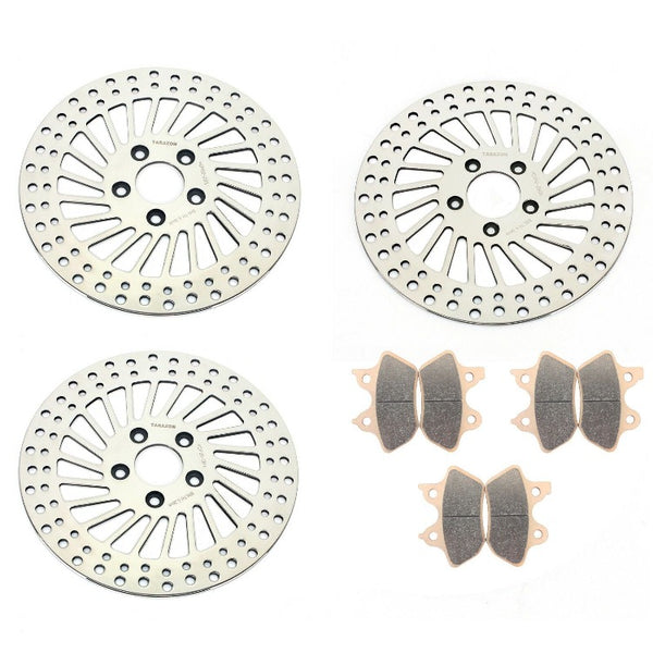 Font Rear Brake Disc Rotors With Pads For Harley Davidson Touring FLHTCU Electra Glide Ultra Classic 2000-2007