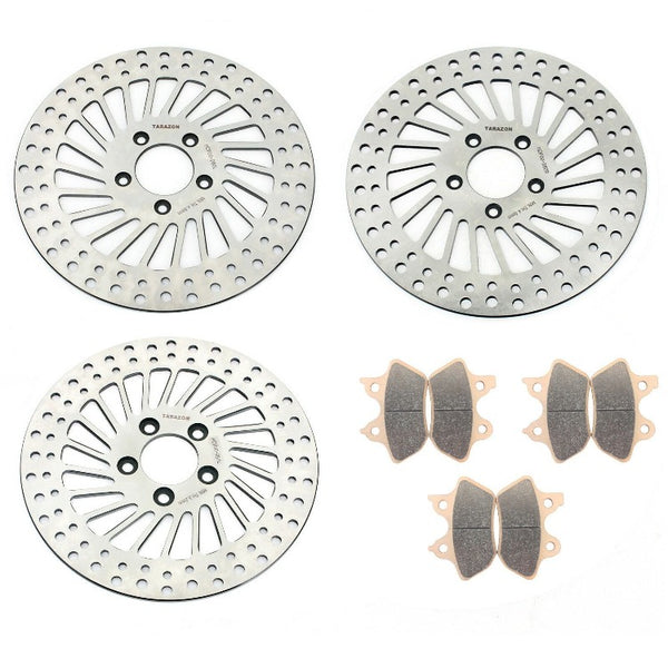 Font Rear Brake Disc Rotors With Pads For Harley Davidson Touring FLHTCU Electra Glide Ultra Classic 2000-2007