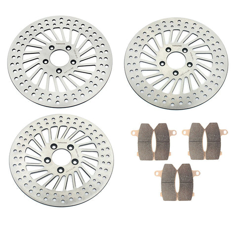 Front Rear Brake Disc Rotors With Pads For Harley Davidson Touring FLHTC Electra Glide Classic 2008-2012 / FLHTCU Electra Glide Ultra Classic 2009-2013 / FLHX Street Glide 2008-2013